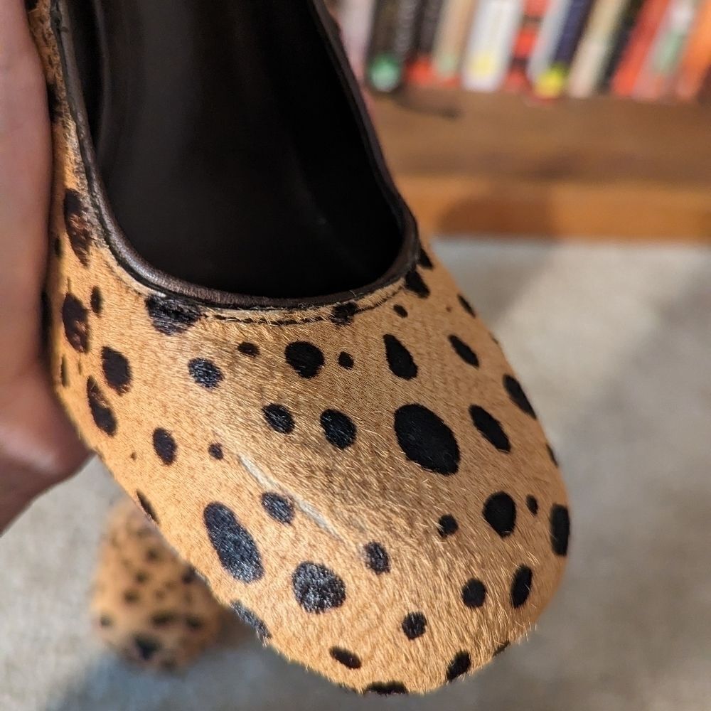 Tory Burch cowhair leopard print chunky heel stilleto sz 7 euc - Picture 5 of 9